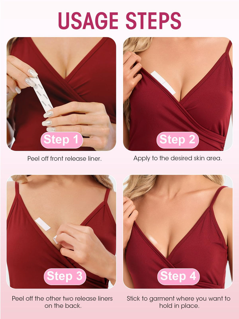 Double Sided Tape for Clothes Invisible Adhesive Body Dress Fabric Fashion Tape All Day Hold Skin-Friendly 100 Strips Clear-97 Strips