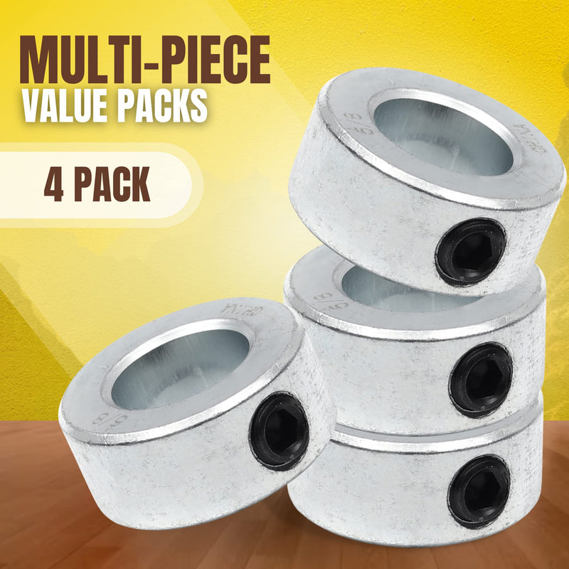 [Australia - AusPower] - (4-Pack) 5/8” Bore Solid Steel Shaft Collars with Zinc Plated Coating - Durable Shaft Collars Suitable for Machinery and Industrial Use 4 5/8" 