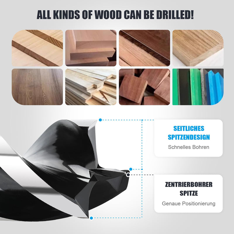 1/2" x 24" Auger Drill Bit for Soft and Hard Wood, Plastic, Drywall and Composite Materials, Hex Shank Tri Flute Wood Drill Bit 1/2 in 24"