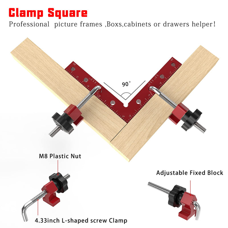 [Australia - AusPower] - 90 Degree Clamp Aluminum Alloy Corner Clamps for Woodworking,5.5" x 5.5"Carpenter Right Angle Clamping Square Tools for Box,Shelves,Picture frames,Drawers Cabinets Position (4 PACK) 14x14cm 4Pack 