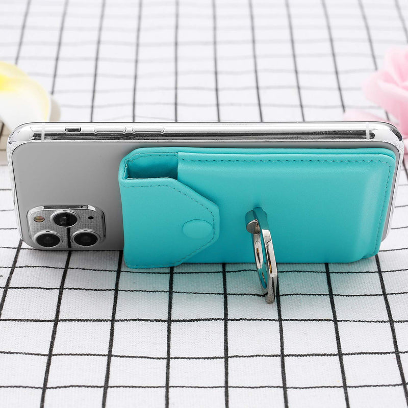 [Australia - AusPower] - Cell Phone RFID Ring Stand Stick on Wallet for Back of Phone for iPhone Android and All Smartphones Adhesive Credit Card Holder for Cell Phone-Green Green 