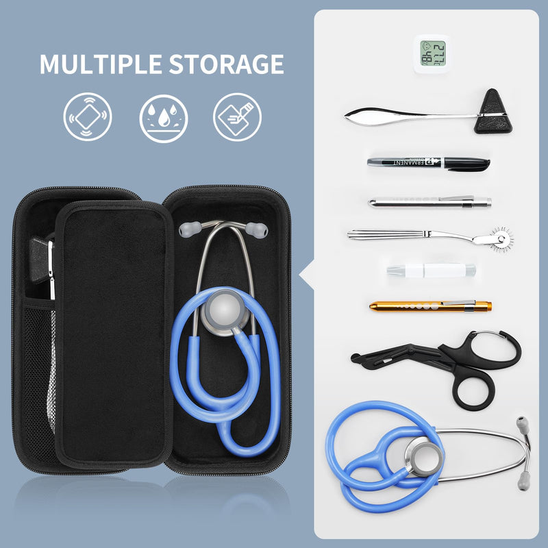 [Australia - AusPower] - Yinke Stethoscope Case for Littmann Classic III/MDF/ADC Nursing School Essentials for Students, Stethoscope Accessories with Compartment Better Storage for Reflex Hammers, Scissors, Penlights, Black 