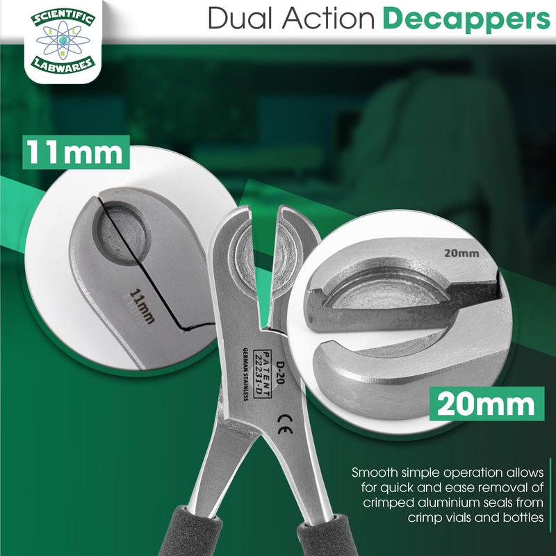Dual Action Decapper Pliers for Decapping Crimped Vials and Bottles Scientific Labwares (11mm and 20mm) 11mm and 20mm