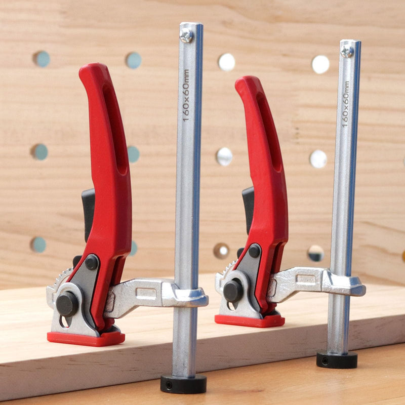 Sanpyl Hold Down Clamp, 20mm Base, Bench Dog Clamp, 13.5 x 6.5mm Rail, Self Aligning, Ratchet Mechanism