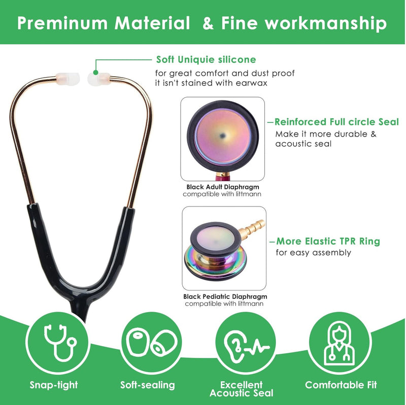 [Australia - AusPower] - 8Pcs 3 Sizes(S/M/L) Littmann Stethoscope Replacement Ear Tips Pieces Diaphragm, Littmann Stethoscope Accessories Repair Kit Ear Bud Plug Cover Large Medium Small Stethoscope Diaphragm Drum Spare Parts 
