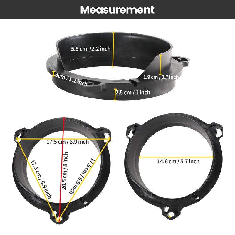 [Australia - AusPower] - RED WOLF Door Speaker Adapter Spacer Ring 6.5/6.75 Inch Replacement for Toyota 1998-2015, Lexus 1999-2015, Scion 2004-2014 Aftermarket Speaker Adapter Bracket Mount 1 Pair 