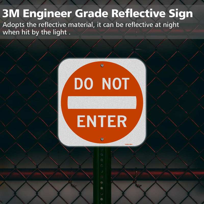 GicnKeuz Do Not Enter signs,12 x 12 Inches Safety Warning Sign .040 Reflective Aluminum,Waterproof and Fade Resistant,2 Pre-drilled holes,Easy to Install, Indoors and Outdoors Use(2-pack) 12 x 12 Inches - 2 packs