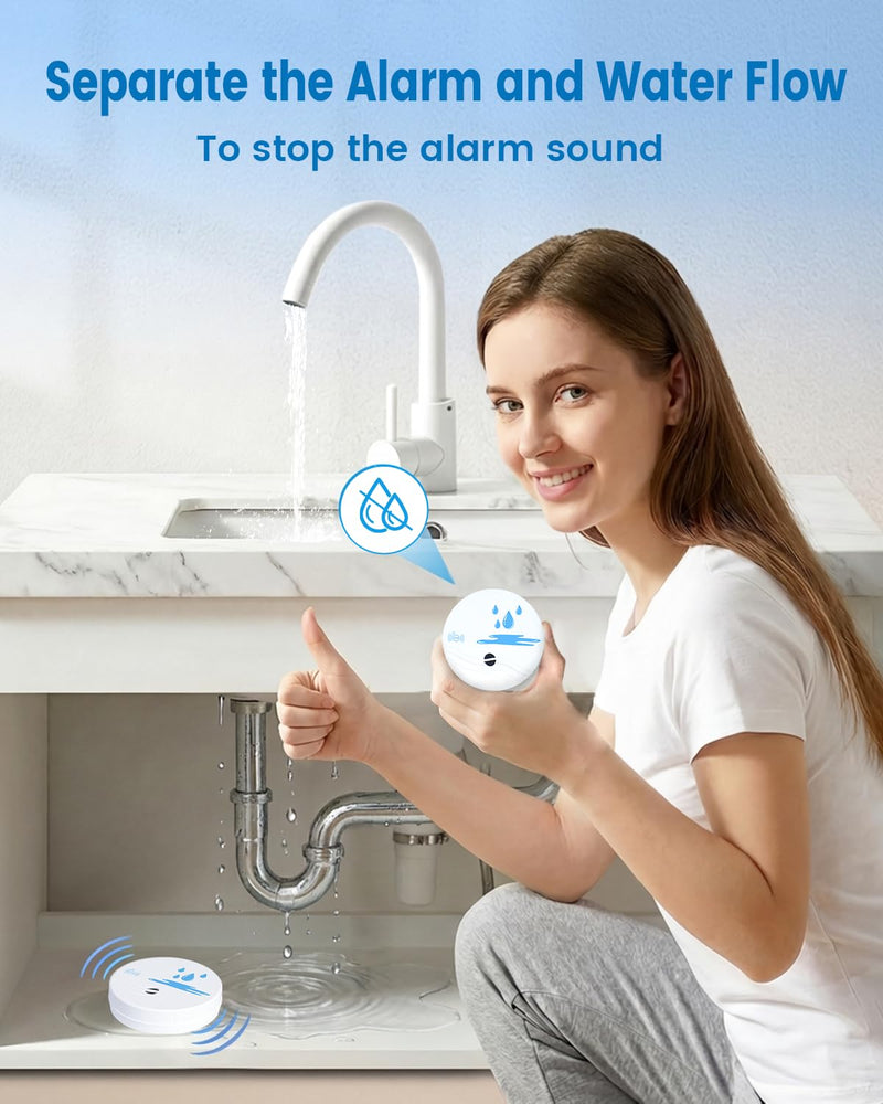 5 Pack Water Leak Detectors for Home, 100dB Waterproof Water Sensor Alarm Leak Detector for Basements, Bathrooms, Laundries, Sinks, and Windows(Battery Included) 5