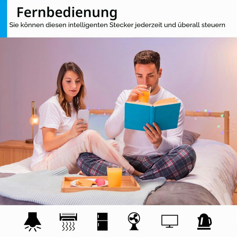 Alexa Socket WLAN with Current Measurement 16 A Antela | Smart socket compatible with Google Home, power consumption measurement, smart life app, 2.4 GHz, 4 PCs 16A