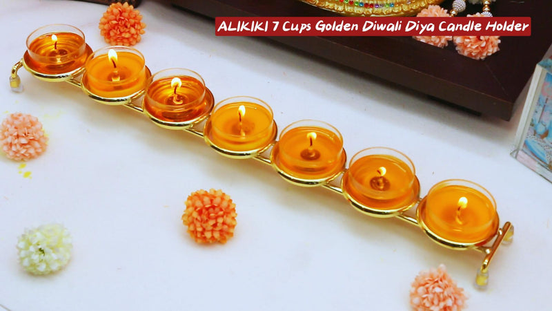 7 Cups Diwali Diya Candle Holder Indian Pooja Items Decorative Diwali Gifts