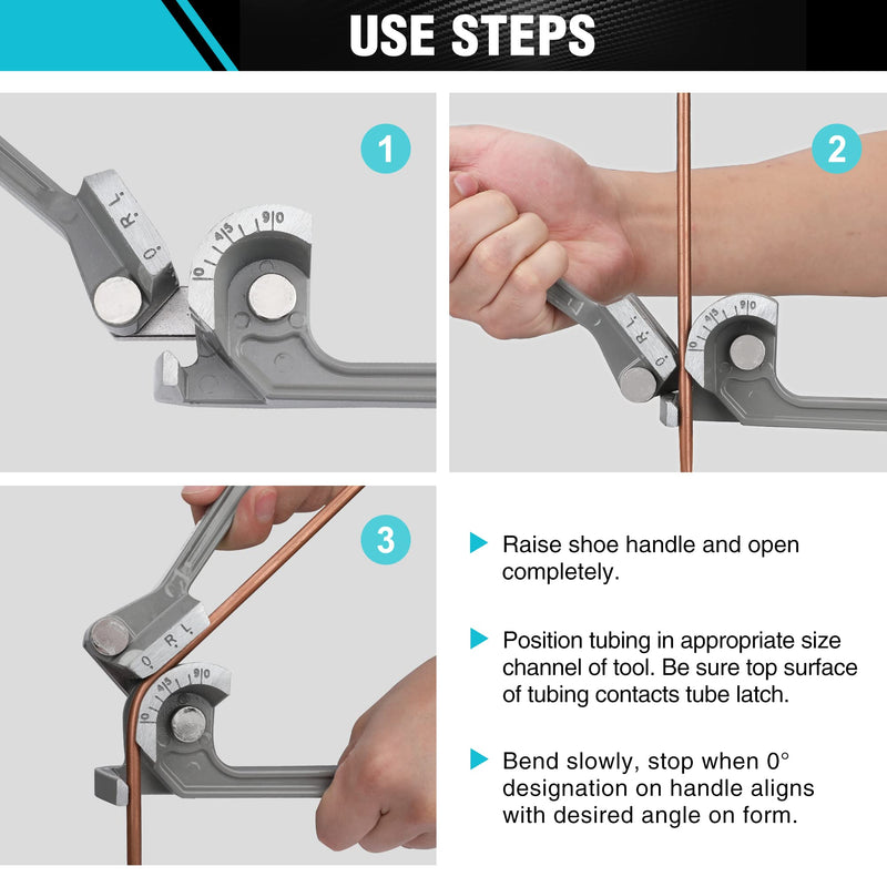 [Australia - AusPower] - DURATECH Tube Bender, Pipe Bender, 3-IN-1, 1/4", 5/16", 3/8", for Copper, Brass, Aluminum and Thin Steel Pipes Grey 