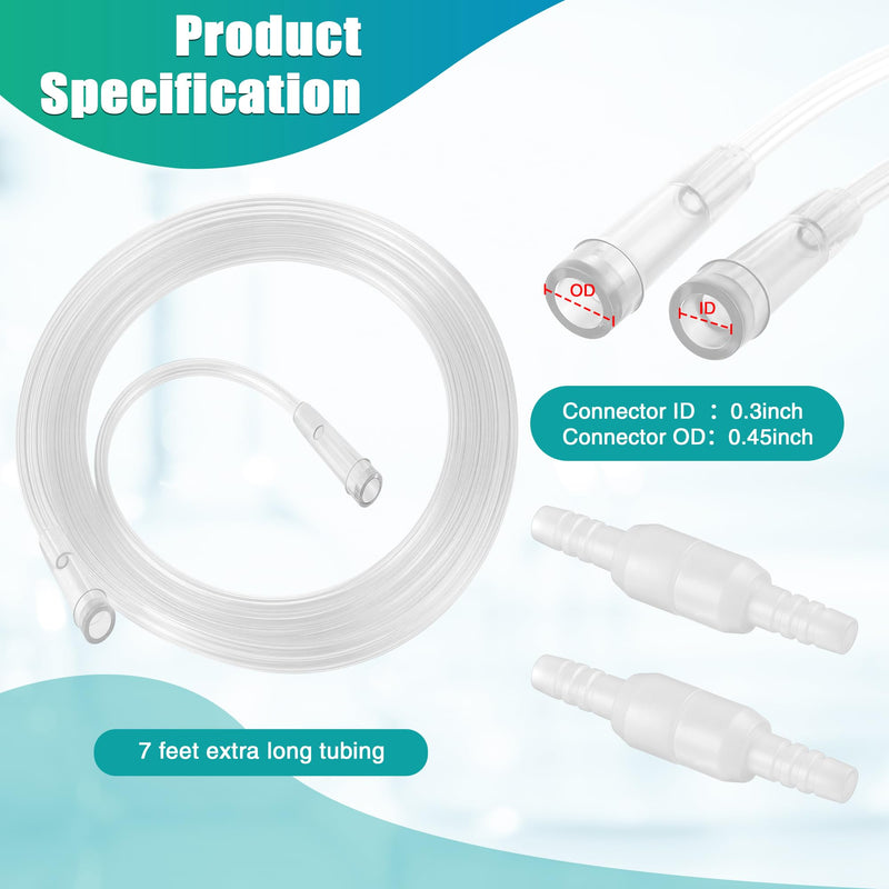 Geiserailie 3 Pack 7Ft Adult Oxygen Tubing with 2 Tubing Connector, Soft Oxygen Tube with Connector, High Flow Tube Hose for Breathing, Non Kinking Lightweight for Adult (Transparent) Transparent