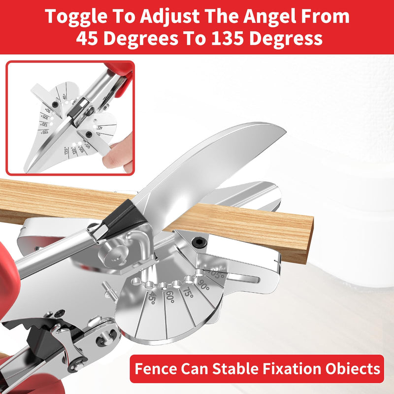 GARTOL Ratchet Miter Shears, 45°-135° Adjustable Multi-Angle Cutter for Molding, Trim & Quarter Round – Precision Hand Tool for PVC & Soft Wood – Includes 5 Anvils & Replaceable Blade HD-3100 S