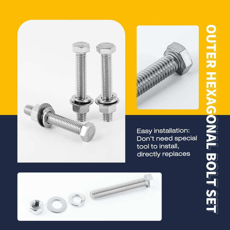 [Australia - AusPower] - (5Set)1/2-13 x 3" Complete set Hex Head Screw Bolts,Nuts,Fender Flat washers,Split Lock Washers,Fully Threaded, Stainless Steel 18-8?304?, Bright Finish. (5Set)1/2-13 x 3" 
