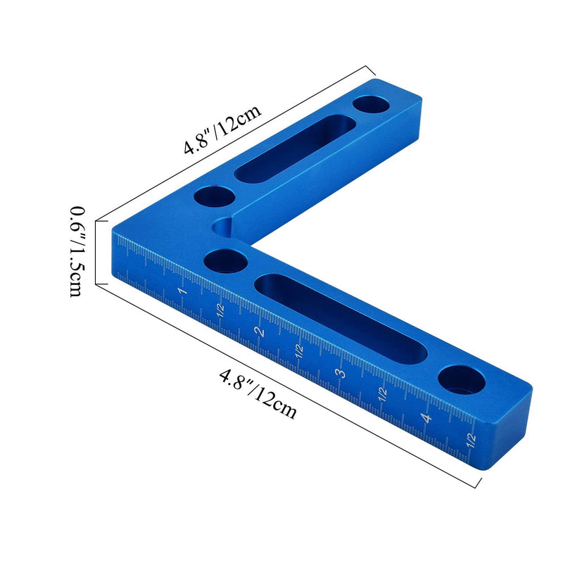 [Australia - AusPower] - Aluminium Alloy 90 Degree Positioning Squares 4.7" x 4.7"(12x12cm) Right Angle Clamps Woodworking Carpenter Tool Corner Clamping Square for Picture Frame Box Cabinets Drawers (Blue, 2pcs) Blue, 2pcs 