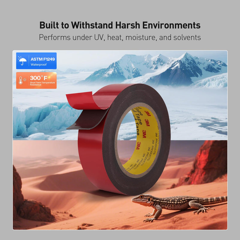 3M Heavy Duty 4611 Double Sided Tape 0.39" x 13.8 Ft Strong Adhesive Withstands 450°F for Reliable Waterproof Foam Mounting Tape for Home Office Deco Automotive Metal Glass Bonding 0.39" x 13.8Ft Gray 1