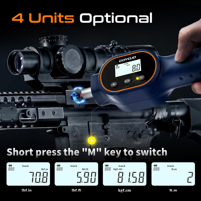 GOYOJO Digital Torque Screwdriver 7.08–70.8 in-lb / 0.8–8 Nm, 1/4" Adjustable Torque Screwdriver Set with Buzzer & Magnetic Bits, 999 Data Storage, for Gunsmithing, Electronics, and Mounting