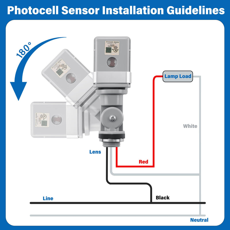 [Australia - AusPower] - 2 Pack Photocell Sensor for Outdoor Light, 120VAC 50/60 Hz IP54 Waterproof Photoelectric Switch, Automatic Dusk to Dawn Sensor for Yard, Garden, Driveway Lighting 