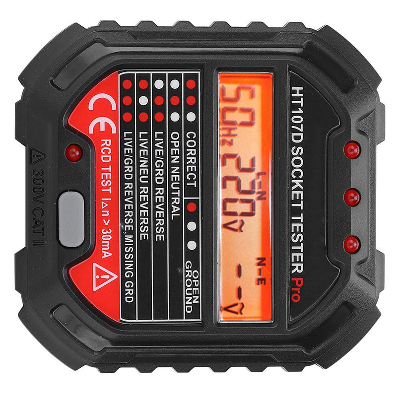[Australia - AusPower] - HT107D Socket Tester LCD Digital Display 90-250V Automatic Mains Analysis for Household Electrical Installation Workshop Testing 