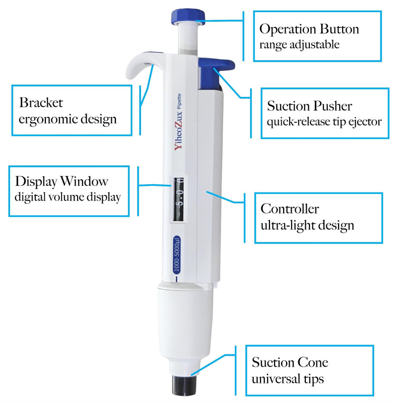 [Australia - AusPower] - 1-5ml Single Channel Pipettor Manual Adjustable Variable Volume Laboratory High Accurate Lab Micropipette 1000-5000ul 1-5ml 