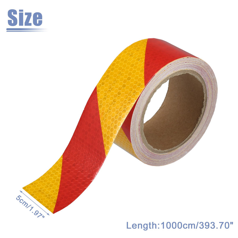ACROPIX Universal 5cmx10m Yellow and Red Twill Car Reflective Stickers Reflective Tape Safety Warning Reflective Protector - Pack of 1