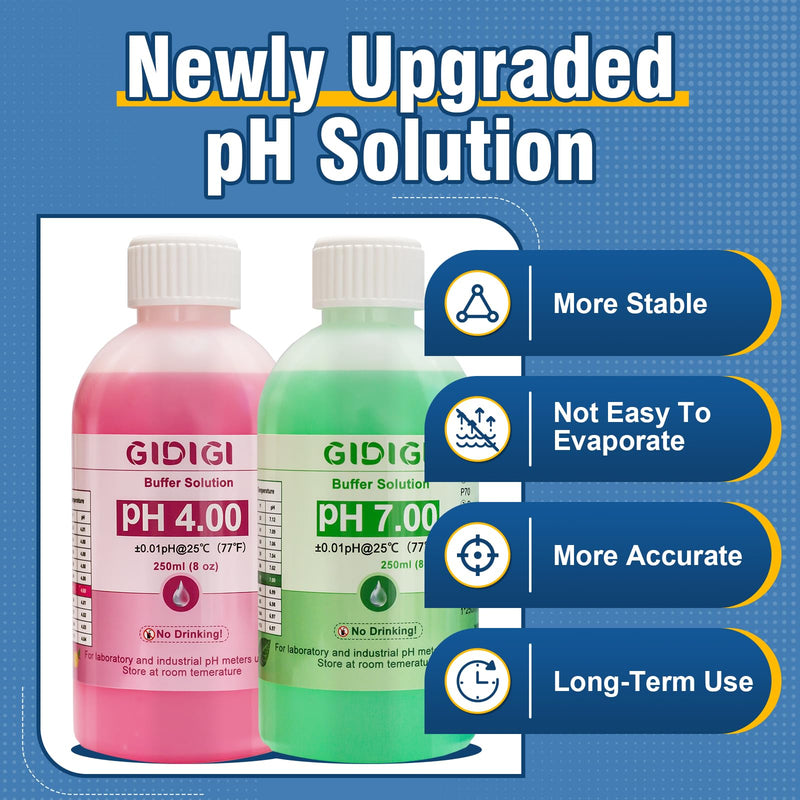 [Australia - AusPower] - pH Meter Food Digital Electronic pH Tester for Fermentation 3 * 50ml pH Buffer Calibration Solution Kits Hot Sauce Food Tester Probe for Cheese Sourdough pH Temperature pH Test Strips for Acidity 