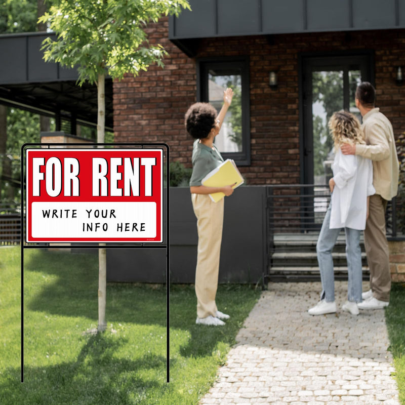 For Rent Signs with Stakes, Double-Sided Printing, For Rent Yard Signs, For Rent Sign with Stand,(3 Pack)