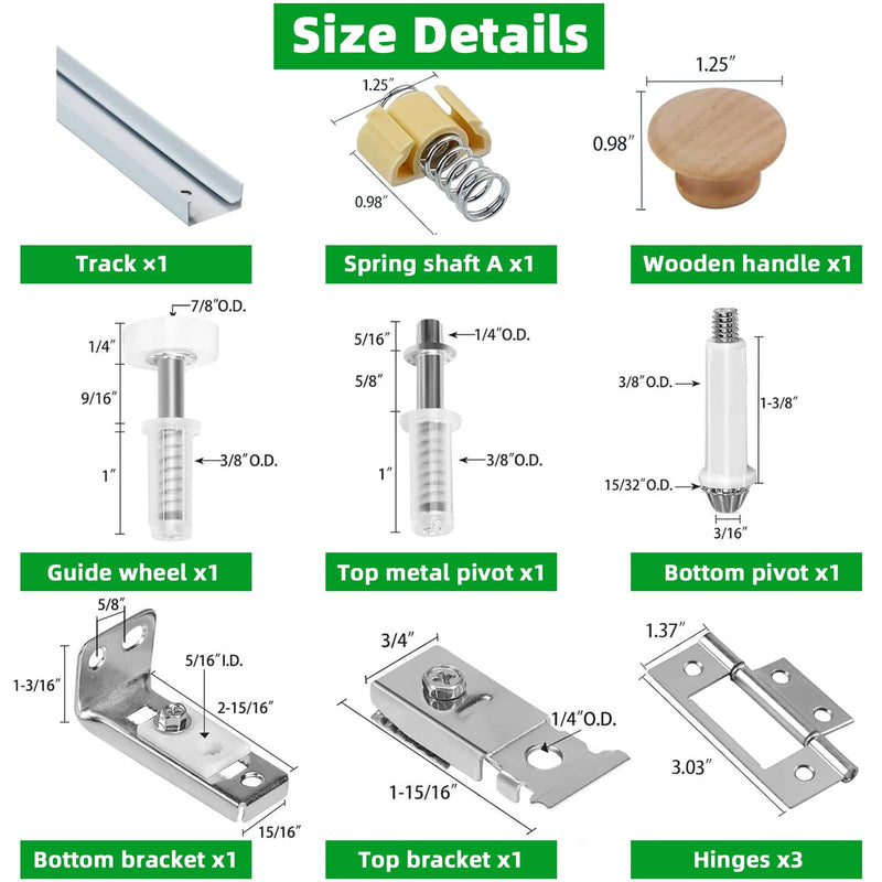 Bifold Door Hardware Kit with 24-Inch One-Piece Track, Bi-fold Closet Door Track Kit Bifold Closet Door Hardware Kit Folding Door Hardware Repair Replacement Tool Kit 24''Track(1x24''Track)