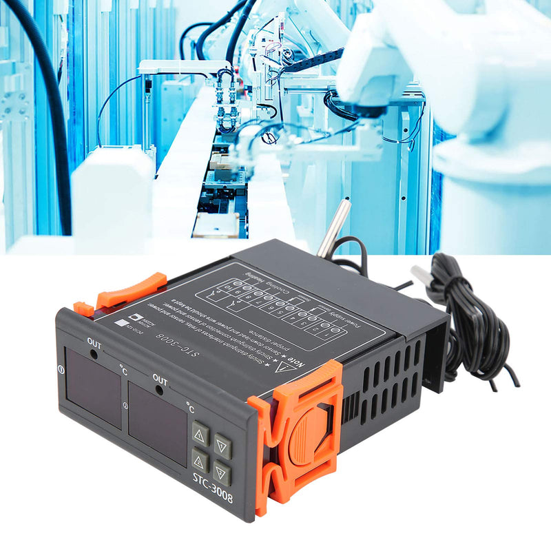 [Australia - AusPower] - Jeanoko STC-3008 50/60Hz Dual Display Dual NTC Probe Sensor 10A -50°C-70°C Digital Temperature Thermostat Controller (110~220V) 