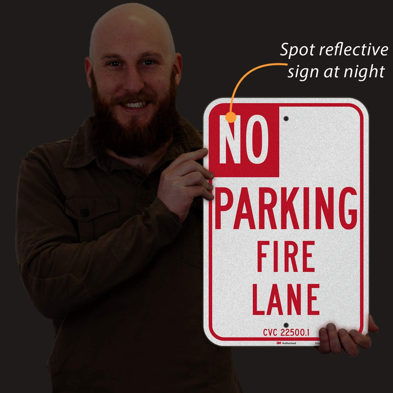 SmartSign 18 x 12 inch “No Parking - Fire Lane” Official California State Metal Sign, 63 mil Aluminum, 3M Laminated Engineer Grade Reflective Material, Red and White
