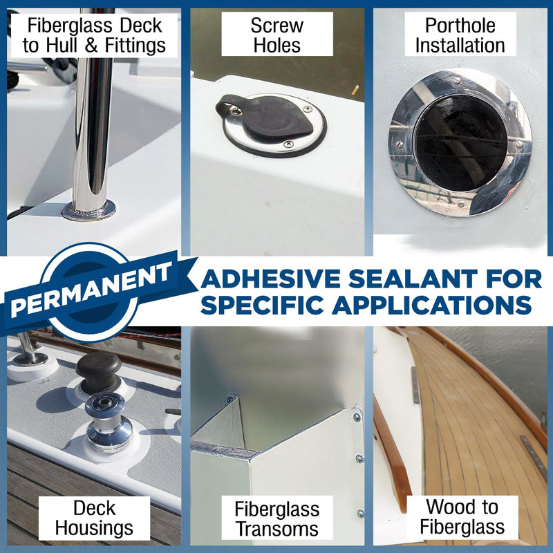 10 oz Marine Adhesive Sealant 5200 Fast Cure (White) - Permanent, Watertight Bonding and Sealing - UV Resistant, above & below Waterline - Compare to 05203 and 06520 FC M - by Berkland