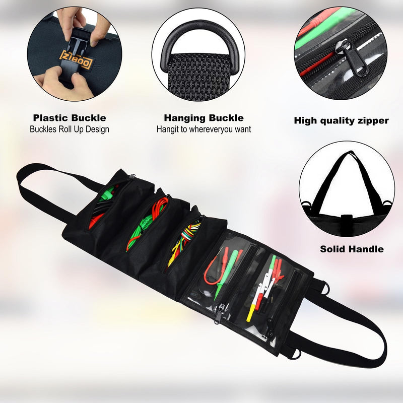 [Australia - AusPower] - ZIBOO C20 Heavy Duty Portable Foldable Roll Up Tool Bag Organizer, Industrial Multimeter Accessories bag Fits FLUKE, Amprobe, Fieldpiece, Extech, Hioki, SANWA, Klein Tools Test Leads ZIBOO C20 