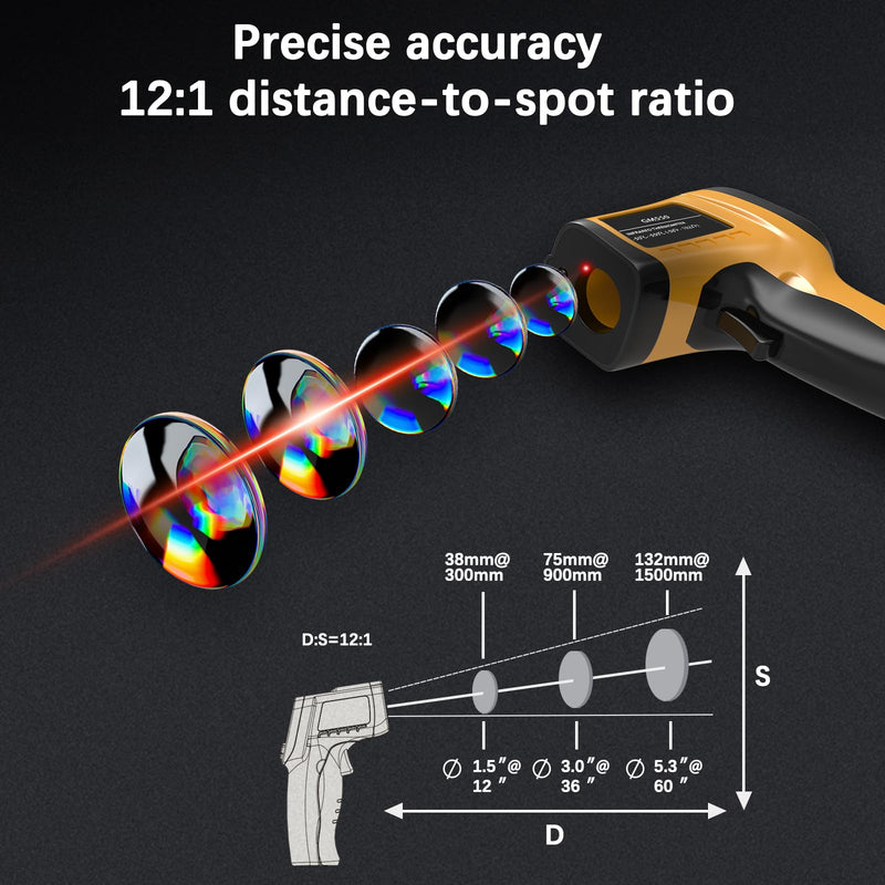[Australia - AusPower] - Infrared Thermometer Laser Temperature Gun, Digital IR Thermometer for Cooking, Meat, Food, Pizza Oven, Grill, Handheld Non Contact Heat Gun -58°F ~1022°F(-50℃~550℃), Not for Human 