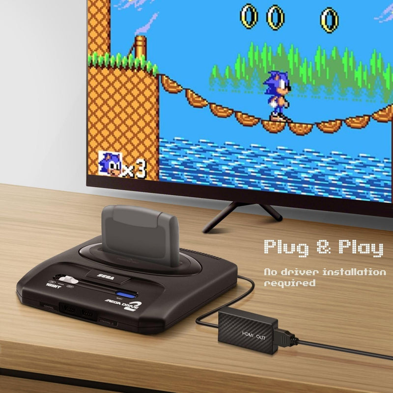 TNP for Sega Genesis HDMI Cable Converter Adapter Link Wire Cord Compatible with Sega CD, CDX, 32X, Nomad, Mega Drive 2, Original Master System Console for HD TVs, Monitors, and Projectors