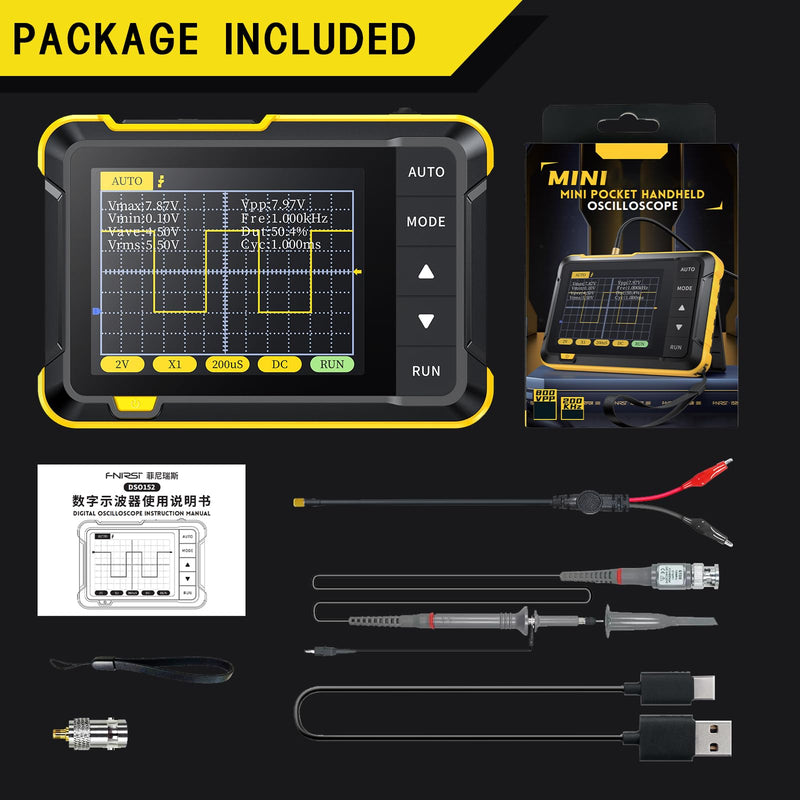 [Australia - AusPower] - Handheld Oscilloscope, 400 V 200 kHz 2.5 MS/s Oscilloscope, Real Time Sample Rate Handheld Oscilloscope with OTA Upgrade Function, Pocket Oscilloscope for Beginners, Carrying Oscilloscope Instrument AP-T7-DSO152 