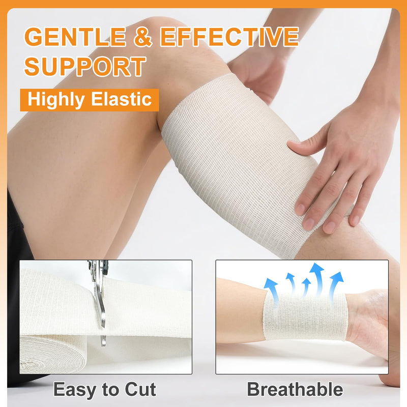 [Australia - AusPower] - Carbou Elasticated Tubular Support Bandage 4" x 11 yd (Size F), Soft Stockinette Tubing for Legs, Arms, Knees, Thighs, Reusable Compression Support Bandage Roll for Joint Tissue Size F | 4" x 11 yd 