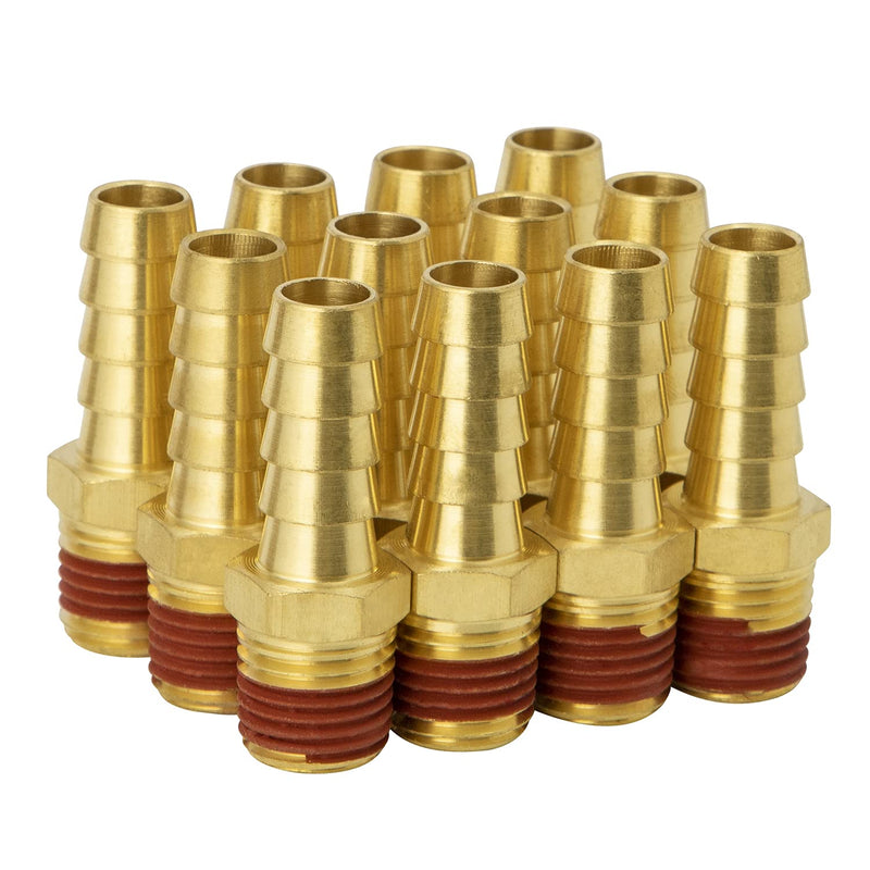 [Australia - AusPower] - SUNGATOR 12-Pack Air Hose Fittings, 3/8" Barb to 1/4" NPT Air Hose Repair Kit with Sealant, 3/8" Barb to 1/4" NPT Air Hose Barb Fitting, Brass Barbed Air Hose Repair Connector with 12 Pcs Hose Clamp 12-Pieces Set 