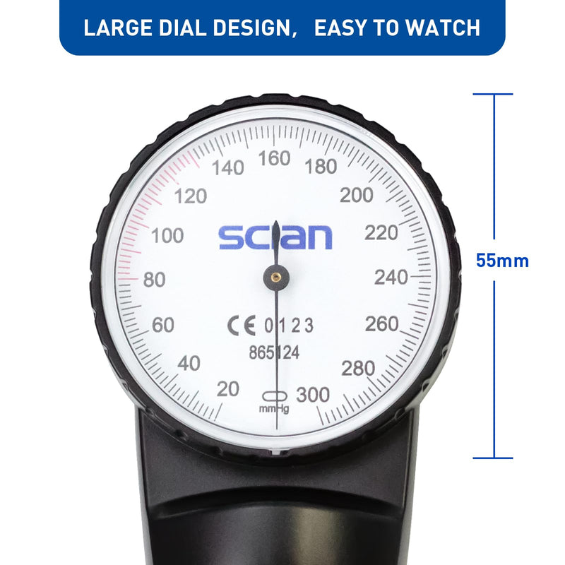 [Australia - AusPower] - SCIAN Aneroid Sphygmomanometer - Manual Blood Pressure Cuff with D-Ring Universal Cuff 10-16"", Carrying Bag for Nurse Doctor Senior Adult(Black, Stethoscope Not Included), Large 