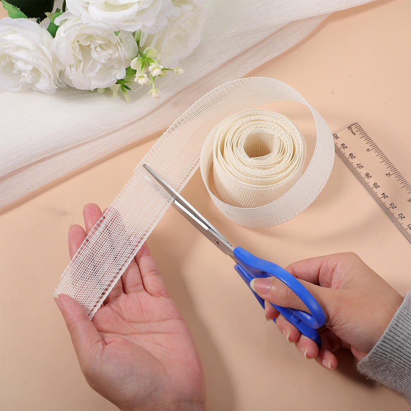 2 Rolls 6.5 Yards Hemming Tape for Sewing, 1.37 Inch Width White Hem Sewing Tape Fishbone Boning Lining Reusable Narrow Hem and Curved Hems Sew Tool for Skirts Dresses Wedding Veils Clothing