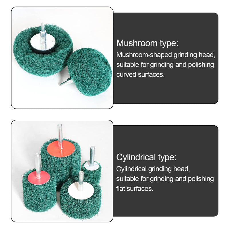 [Australia - AusPower] - 6PCS Non Woven Abrasive Buffing Polishing Wheel Drill Attachment Set,Scouring Pads Power Scrubber Cleaning Kit (green) green 