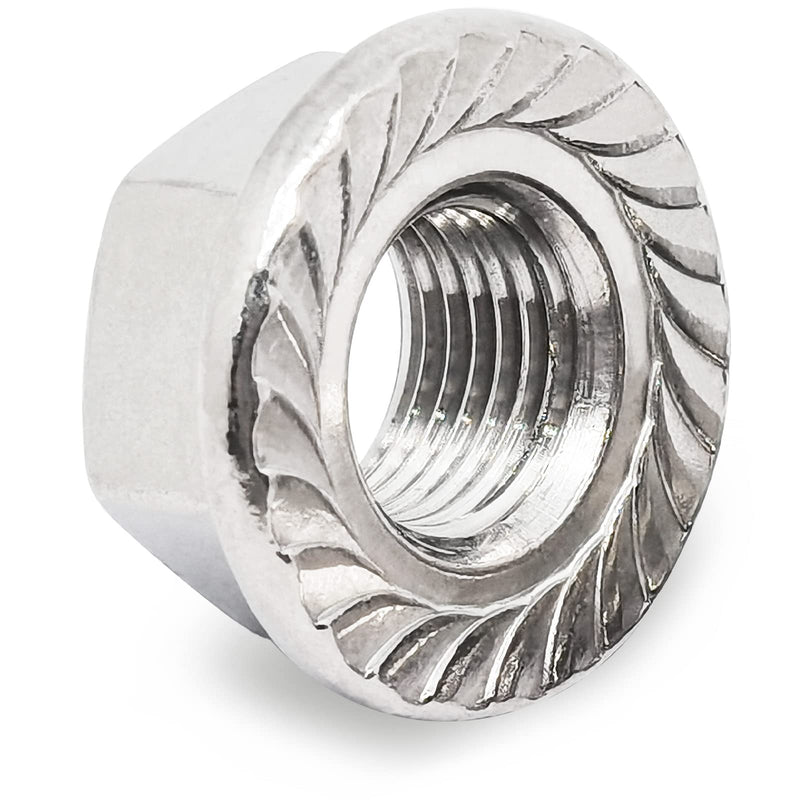 M10 x 1.0mm Fine Thread 304 Stainless Steel Serrated Flange Hex Lock Nuts,Non-Slip Lock Flange Nuts(5pcs) M10 x 1.0mm