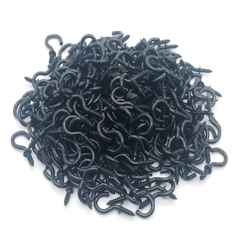 [Australia - AusPower] - 120 Pcs 1/2 Inch Screw-in Hooks Nickel Plated Metal Cup Hooks, Ceiling Hooks Black 
