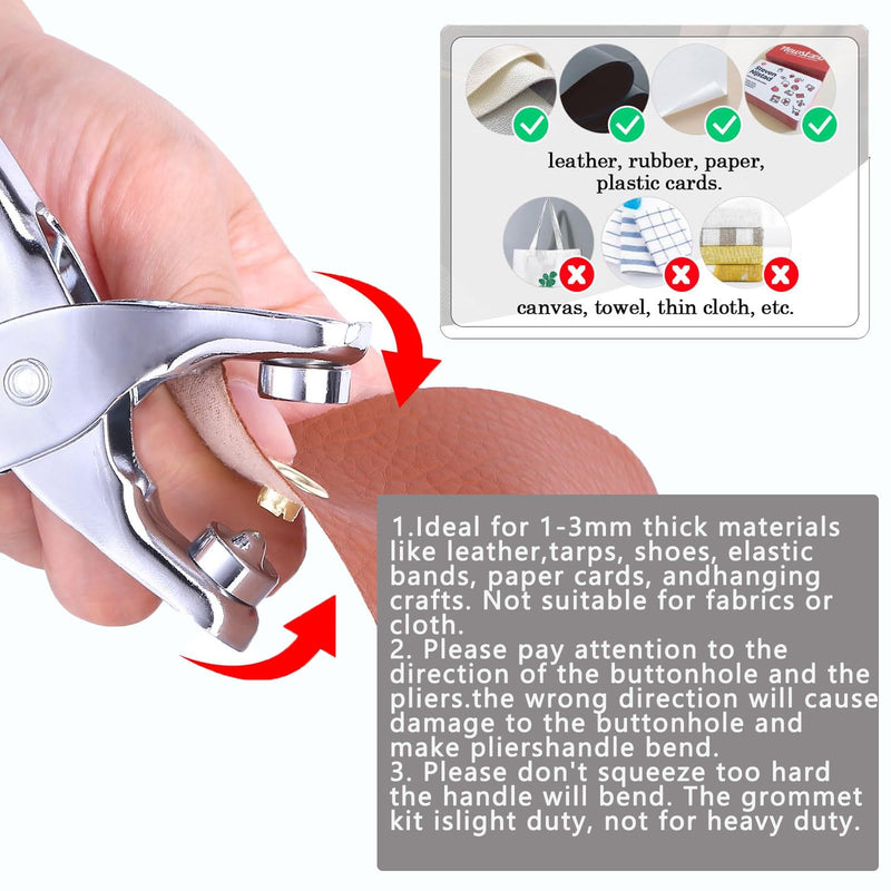 [Australia - AusPower] - 403Pcs 1/2 Inch Grommet Tool Kit, Grommet Kit, Eyelet Kit with Leather Hole Punch Pliers,400 Metal Eyelets and Grommets in Gold and Silver for Leather, Shoes, Fabric, Belt 