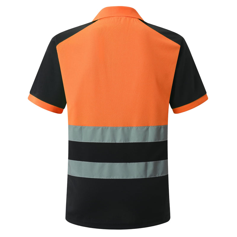 Safety Shirt for Men Hi Vis Reflective Shirt Workwear,Quick Drying Breathable Soft T Shirt Large Orange+black
