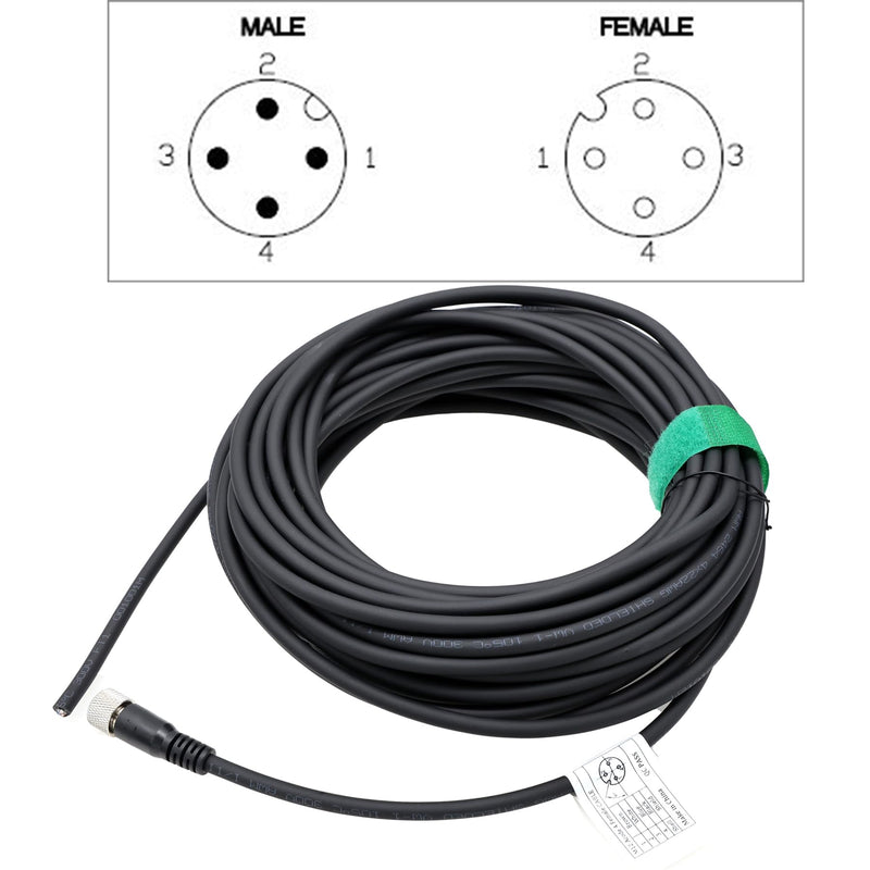 [Australia - AusPower] - M12 A Coding 4 Pin Female Actuator Sensor Encoder Signal Cable to Bare Wire for Industrial Controls Automation, Device Network DeviceNet, CANopen, IO Link, Profibus 2m 4 pin female to open 