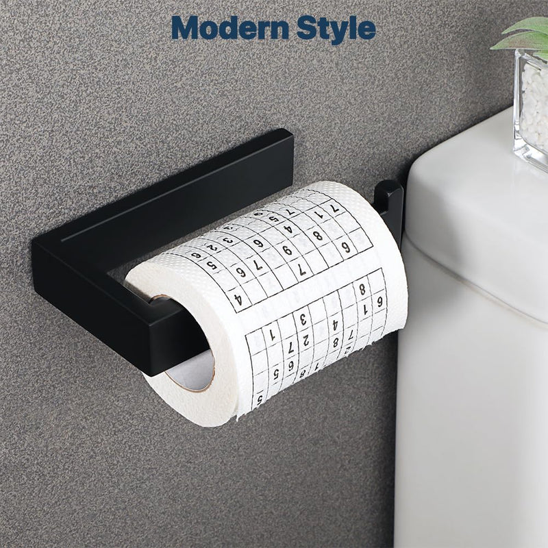 Sayayo Matte Black Toilet Paper Holder Wall Mount, RV Toilet Tissue Holder for Bathroom Tp Holder Square, SUS304 Stainless Steel 6 Inch Black - Drilling