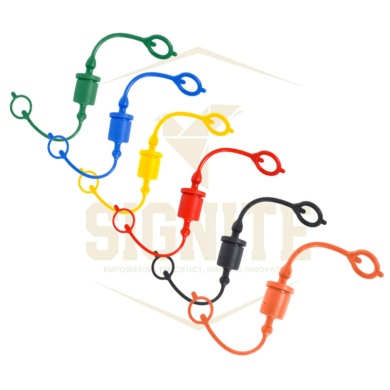 [Australia - AusPower] - (6 Set) 1/2 ISO A Tractor Hydraulic Hose Caps and Plugs Couplers Male Dust Cap and Female Plug Cover, Quick Disconnects Port Plug Fitting with Retention Ring Keeps Cap Attached to Hose (6 Colors) 