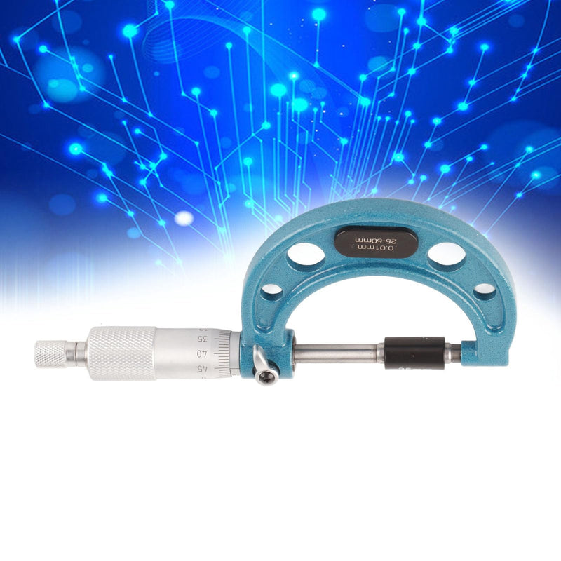 [Australia - AusPower] - External Micrometer Stainless Steel High Accuracy Outside Micrometer Thickness Gauge with Key 0.01 mm External Micrometer Tool for Precise Measuring of Material Thicknesses (25-50 mm) 25-50mm 
