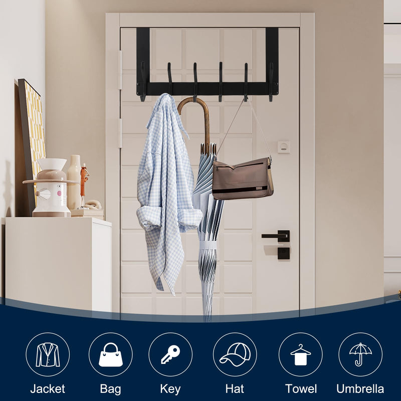 Over The Door Hook, Heavy Duty Over Door Hanger Holder for Coat Robe Hat Clothe Towels Hanging, Bathroom Organizer Towel Rack