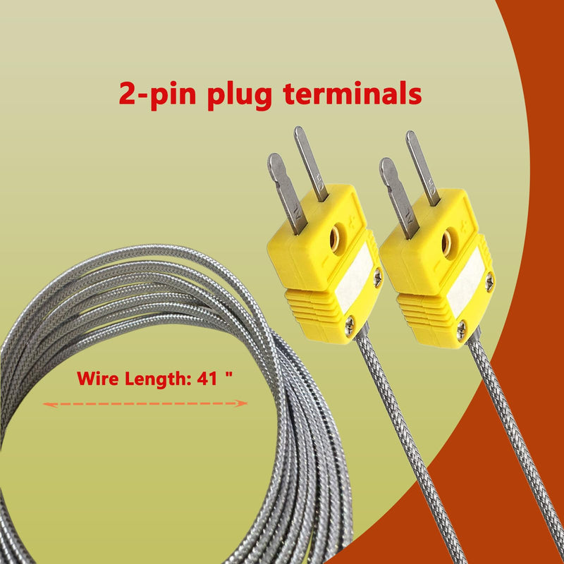 [Australia - AusPower] - 2-Pack TL3163K K-Type Thermocouple Air Probes K-Type Thermocouple Temperature Probes -40°F to 875°F Stainless Steel Open-End Clamp for Air Temperature Measurement 